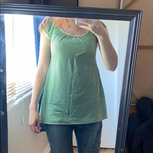 Flowy green top with cap sleeves